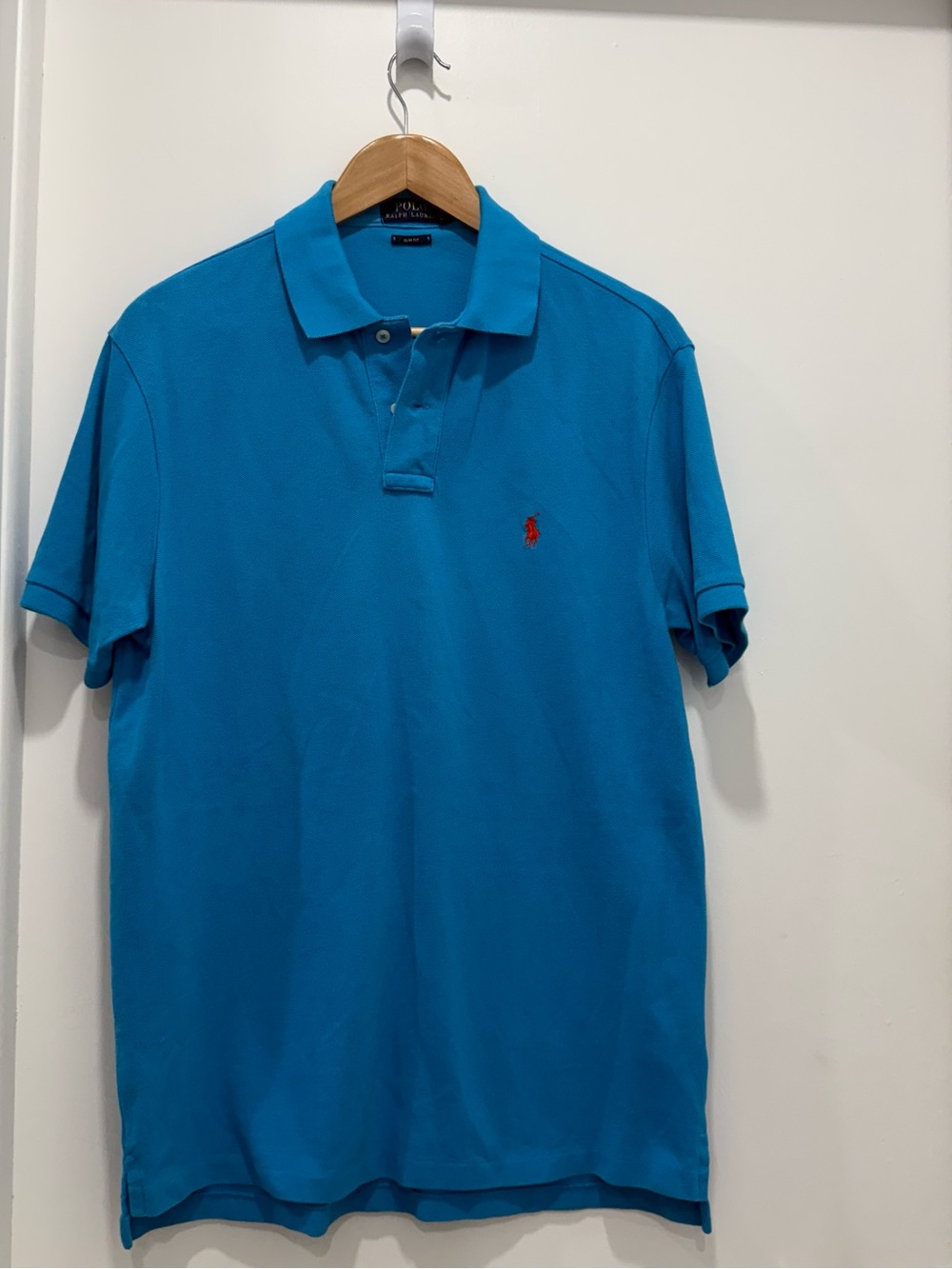 Polo Ralph Lauren Men’s L Slim Fit Polo Shirt Turquoise Blue 100% Cotton